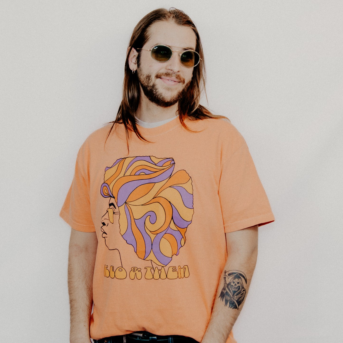 Keo & Them Psychedelic Short Sleeve T-Shirt- Orange